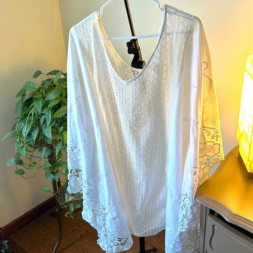White embroidery detail cover up Merona